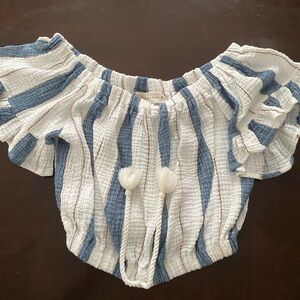 Blue and white stripe crop top